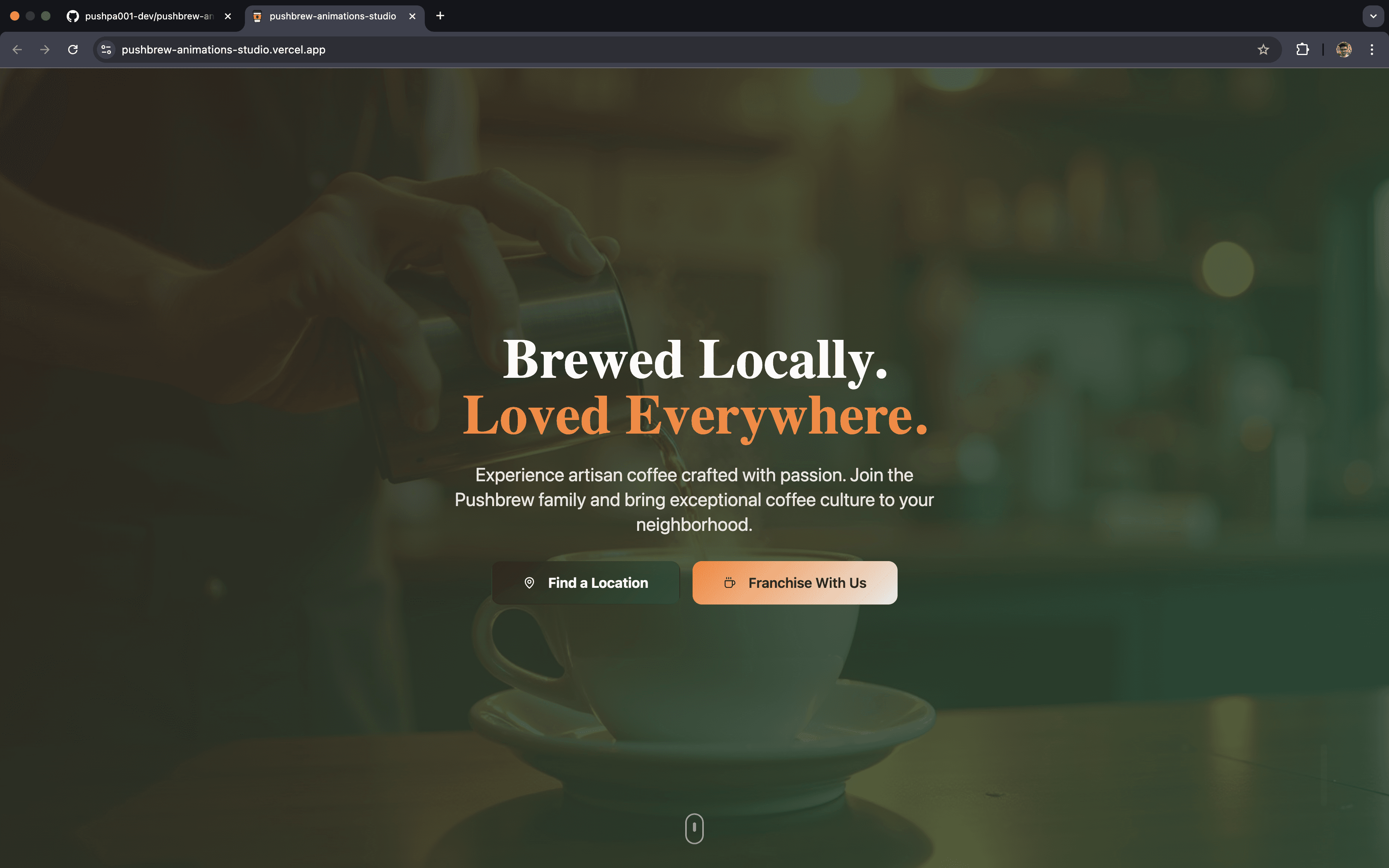 Pushbrew Cafe Landing Page